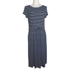Boden Navy and White Striped Midi Dress